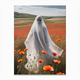 Ghost In The Poppy Fields Painting (31) Canvas Print