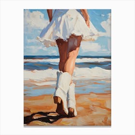 Cowgirl On The Beach Canvas Print