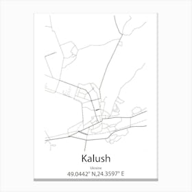 Kalush,Ukraine Minimalist Map Canvas Print