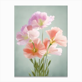 Freesia Flowers Acrylic Painting In Pastel Colours 3 Canvas Print
