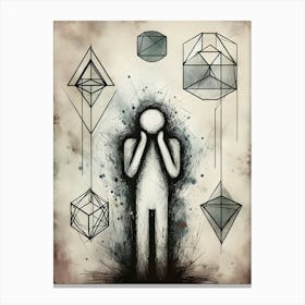 Man In Front Of Geometric Shapes Canvas Print