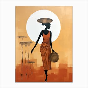 African Woman With Basket | Boho Style 1 Canvas Print