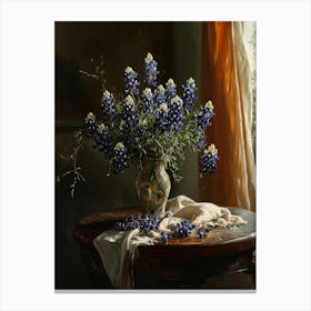 Baroque Floral Still Life Bluebonnet 2 Canvas Print