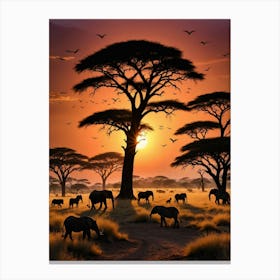 Sunset In The Savannah 3 Canvas Print