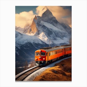 Swiss Alps Mountain Train Canvas Print