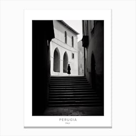 Poster Of Perugia, Italy, Black And White Analogue Photography 4 Canvas Print