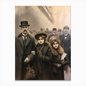 Titanic Family Boarding Ship Vintage3 Canvas Print