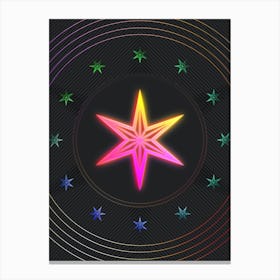 Neon Geometric Glyph in Pink and Yellow Circle Array on Black n.0013 Canvas Print