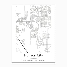 Horizon City,United States Minimalist Map Canvas Print