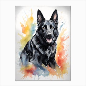 Black German Shepherd Watercolor Canvas Print