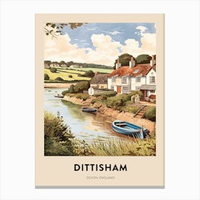 Devon Vintage Travel Poster Dittisham 2 Canvas Print