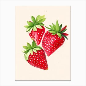 Bunch Of Strawberries, Fruit, Marker Art Illustration 4 Canvas Print