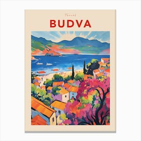 Budva Montenegro Fauvist Travel Poster Canvas Print