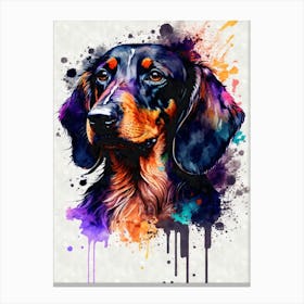 Cute Dachshund Watercolor Portrait Canvas Print