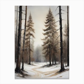 Winter Pine Forest Christmas Painting (11) Canvas Print