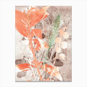 Brown Orange Botanical Leaves 1 Canvas Print