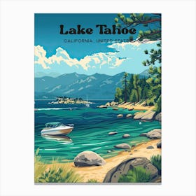 Lake Tahoe California Sierra Nevada Art Illustration Canvas Print