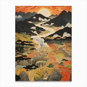 Aso Caldera In Kumamoto, Ukiyo E Drawing 2 Canvas Print