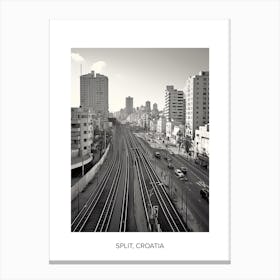 Poster Of Tel Aviv, Israel, Photography In Black And White 7 Canvas Print