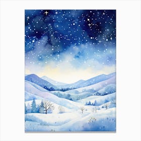 Winter Landscape Watercolor Painting 3 Canvas Print
