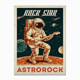 Rock Star. Astrorock — Vintage retro space poster, retrofuturism poster, retro space Canvas Print