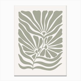 Cream And Sage Green Abstract Flower Canvas Print