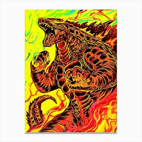 Godzilla In Flames Canvas Print