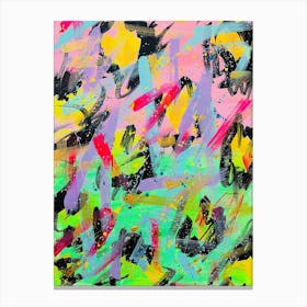Pink And Green Leopard Party Canvas Print