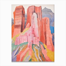 Mount Hua China 2 Colourful Mountain Illustration Canvas Print