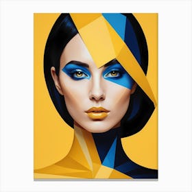 Geometric Woman Portrait Pop Art Fashion Yellow (6) Canvas Print