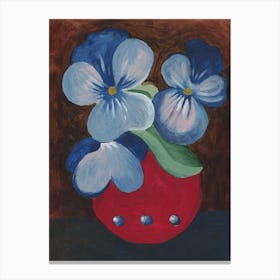 painted pansies hand painted art artwork acrylic figurative academic classical flowers floral kitchen living room bedroom Canvas Print