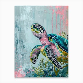 Sea Turtle Exploring The Ocean Painting 2 Canvas Print