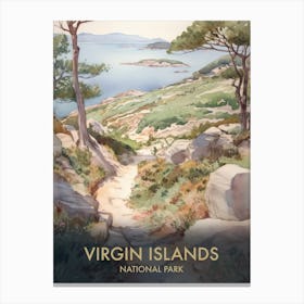 Virgin Islands National Park Watercolour Vintage Travel Poster 2 Canvas Print