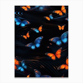 Blue And Orange Butterflies Canvas Print