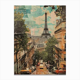 Retro Paris Kitsch Collage 2 Canvas Print