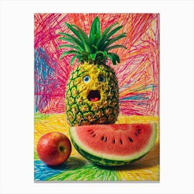 Pineapple And An Apple Canvas Print