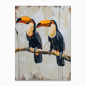 Toucans Kitsch Brushstrokes 2 Canvas Print