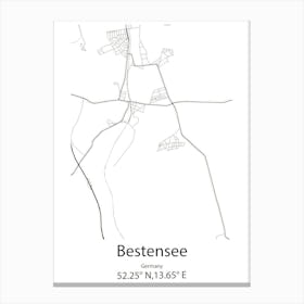 Bestensee,Germany Minimalist Map Canvas Print