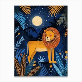 African Lion Night Hunt Illustration 3 Canvas Print