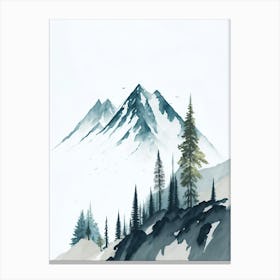 Mountain And Forest In Minimalist Watercolor Vertical Composition 341 Canvas Print