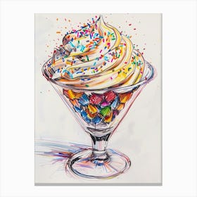 Rainbow Trifle With Sprinkles Mixed Media Painting 3 Canvas Print