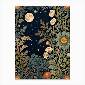 William Morris Moon And Flowers 4 Canvas Print