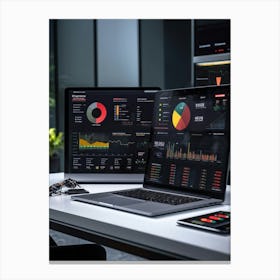 Corporate Dashboard Displaying Performance Metrics Client Engagement Data Marketing Overview Busi (1) 2 Canvas Print