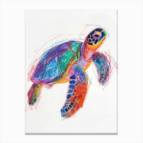 Rainbow Turtle Scribble Crayon Drawing 2 Canvas Print