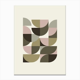 Minimalist Modern Aesthetic Geometric Shapes in Sage Green and Blush Pink Canvas Print