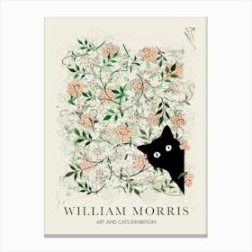 William Morris Peekaboo Cat Jasmine Flower Botanical Canvas Print
