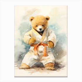 Judo Teddy Bear Painting Watercolour 2 Canvas Print