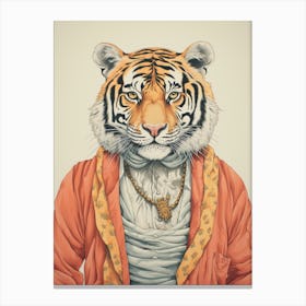 Tiger Illustrations Wearing A Toga Canvas Print