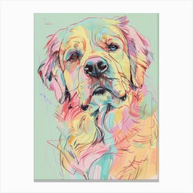 Pastel Watercolour Kuvasz Dog Line Illustration 1 Canvas Print
