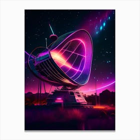 Radio Telescope Neon Nights Space Canvas Print